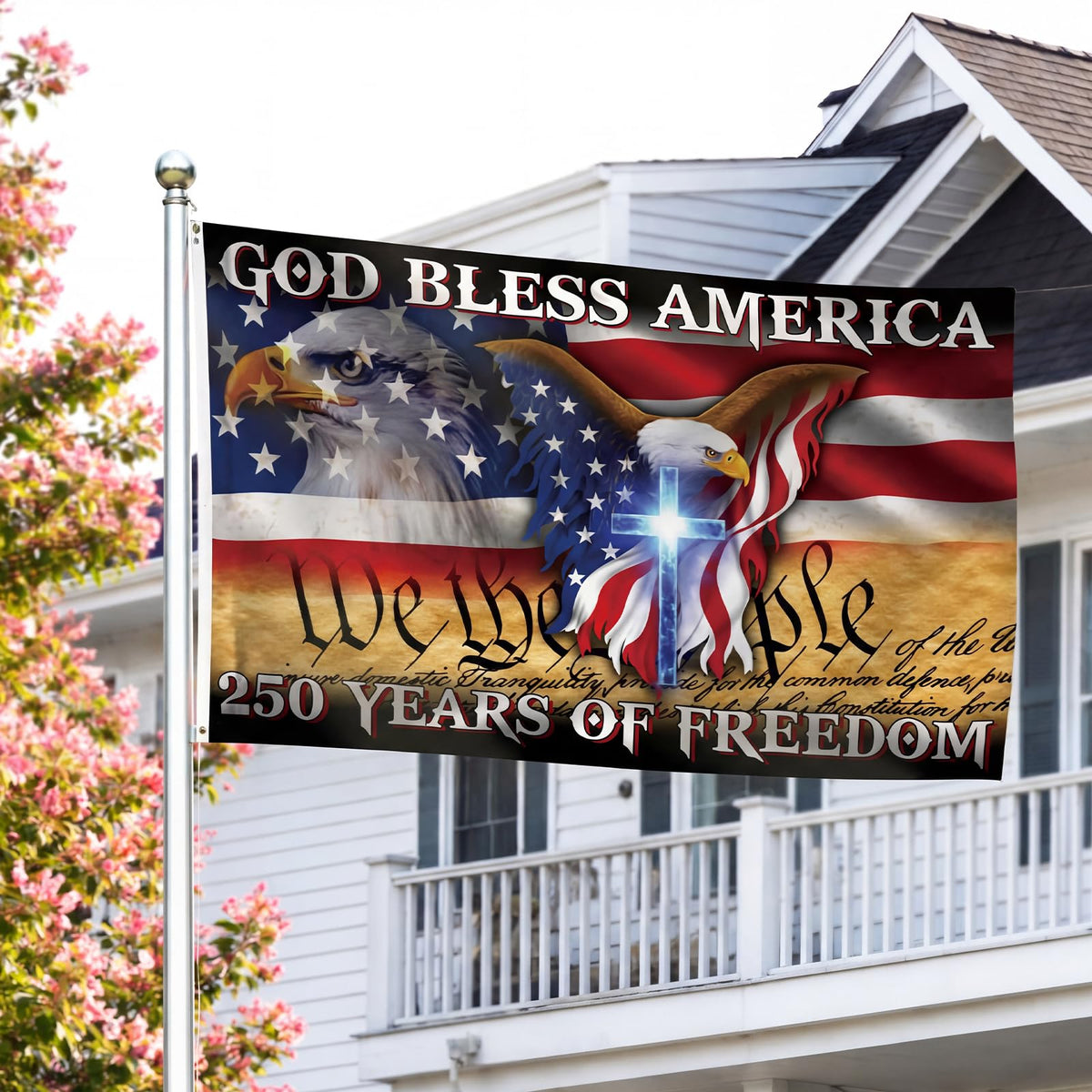 Hillsuren outdoor garden patriotic flag display in yard or porch