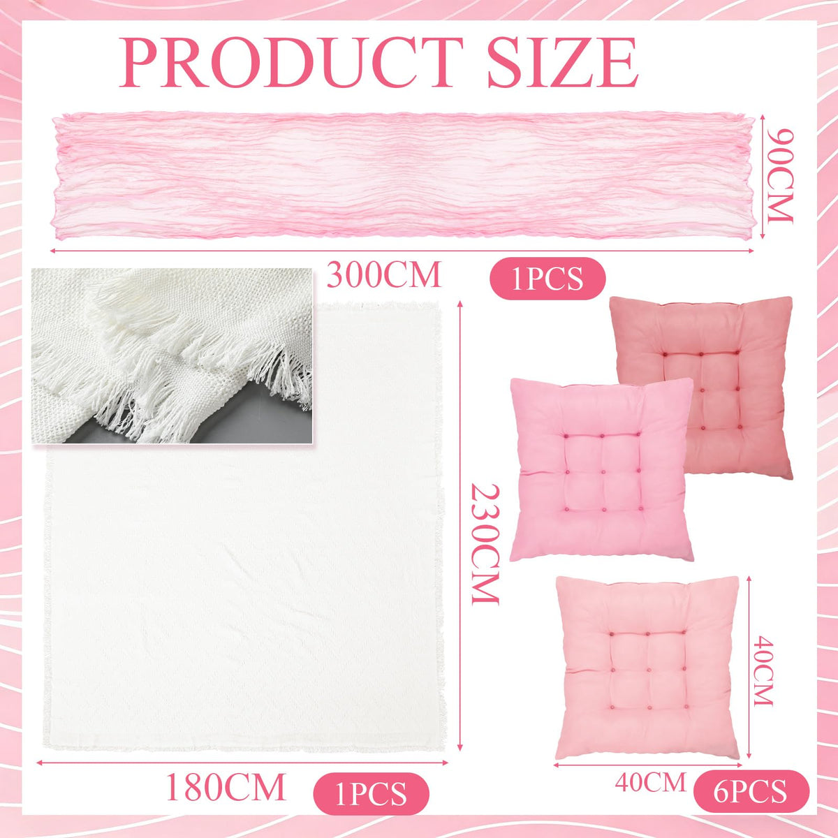 Hillsuren pink table runner drapes over a table for elegant outdoor decor.
