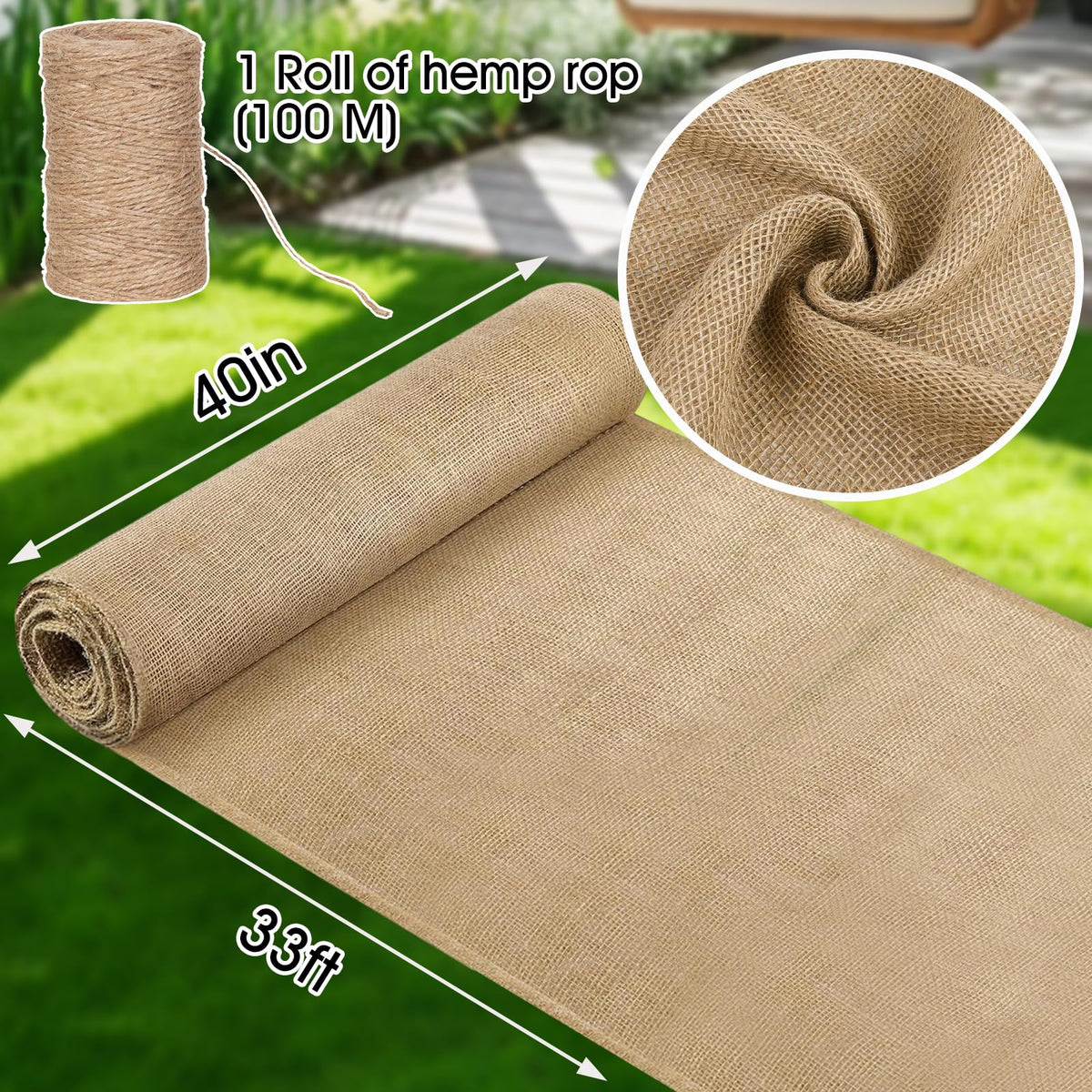 Himake garden burlap fabric laid over soil for flexible bed coverage.
