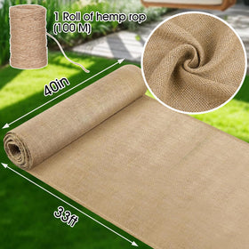 Himake garden burlap fabric laid over soil for flexible bed coverage.