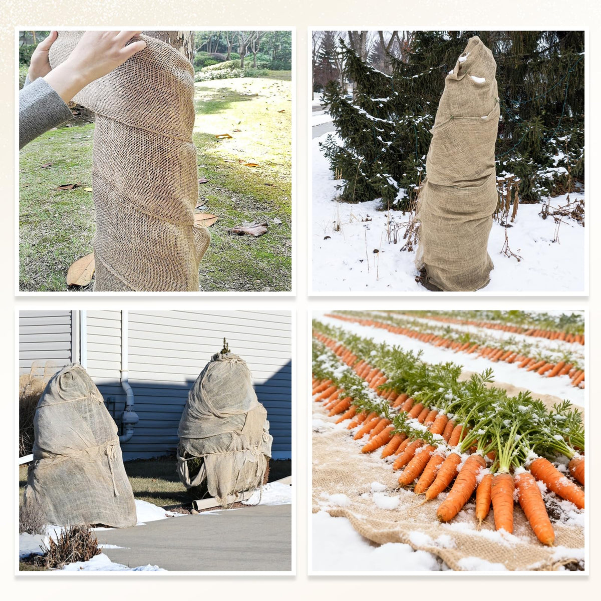 Himake landscaping burlap fabric used as a ground cover in borders and beds.
