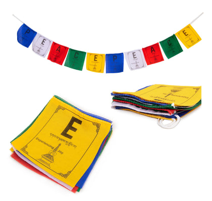 HIMALAYAN BAZAAR Tibetan prayer flags peace colors fluttering outdoors for serene yard decor.
