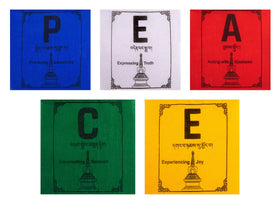 HIMALAYAN BAZAAR Tibetan prayer flags multi-color display enhances outdoor charm.