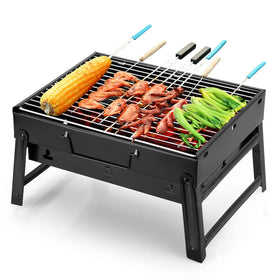 Himaly barbecue grill with folded legs for easy transport during outings.