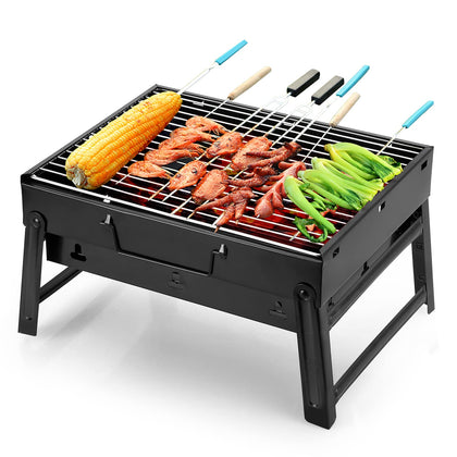 Himaly barbecue grill with folded legs for easy transport during outings.