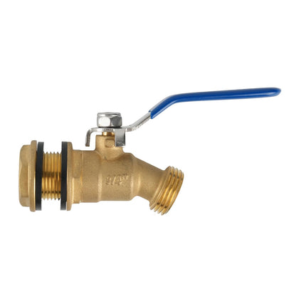 Himaweek brass spigot closeup outlet showing 3/4 GHT compatibility for hose connections.