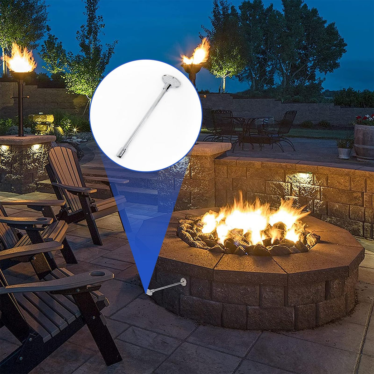 Outdoor-friendly use: Himaweek gas valve key ready for fire pit setup.