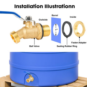 Himaweek rain barrel spigot connection closeup illustrating secure threaded outlet.