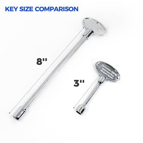 Himaweek universal-fit key in action on 1/2-inch and 3/4-inch valves.