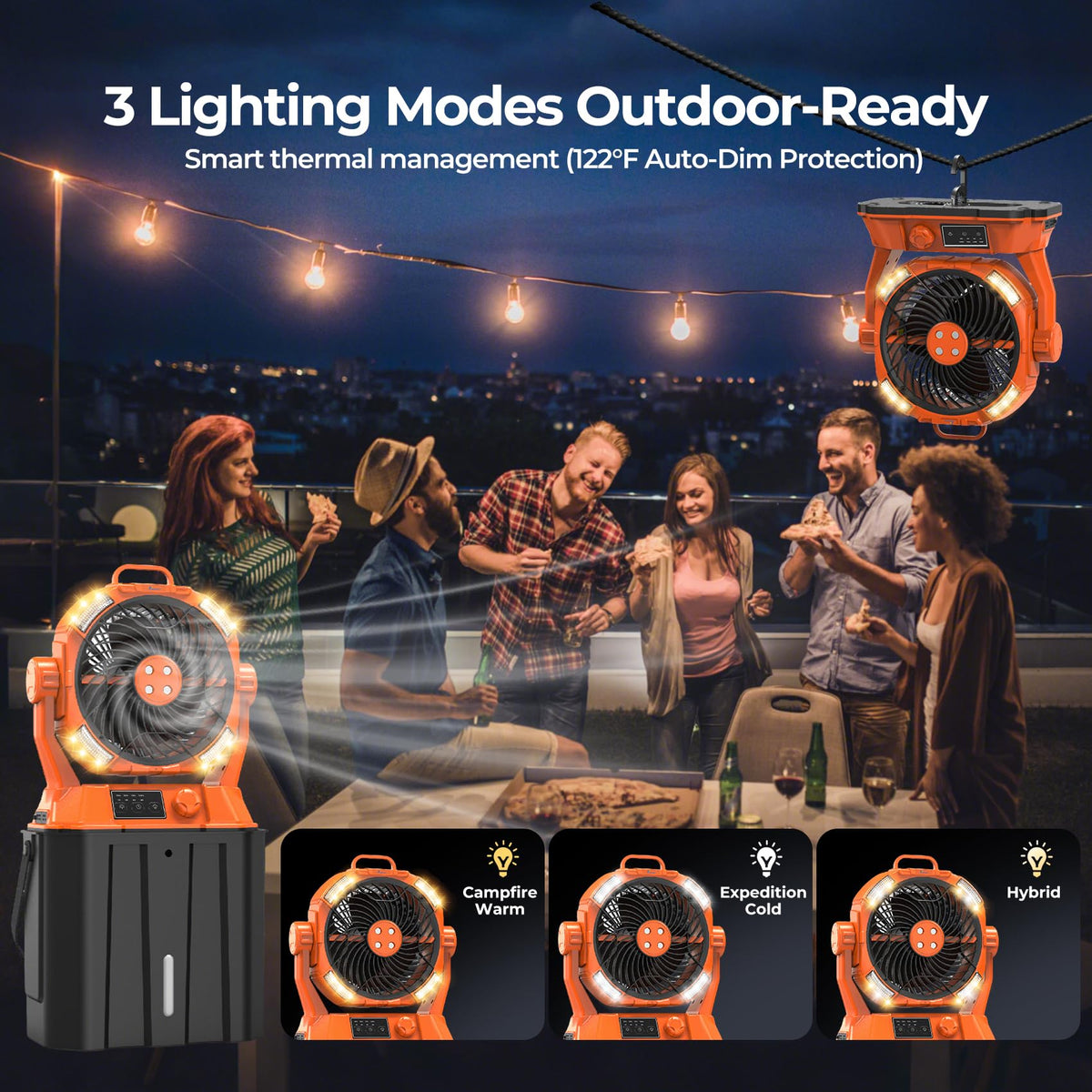HIMONI misting fan ideal for camping and patios