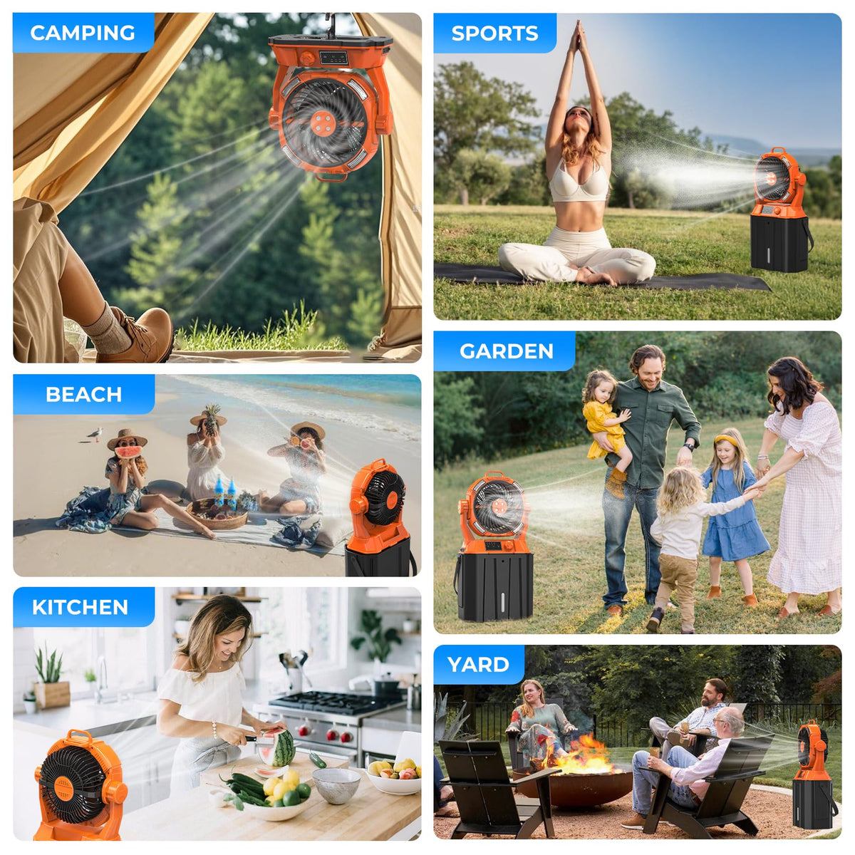 HIMONI misting fan waterproof charging port for outdoor reliability