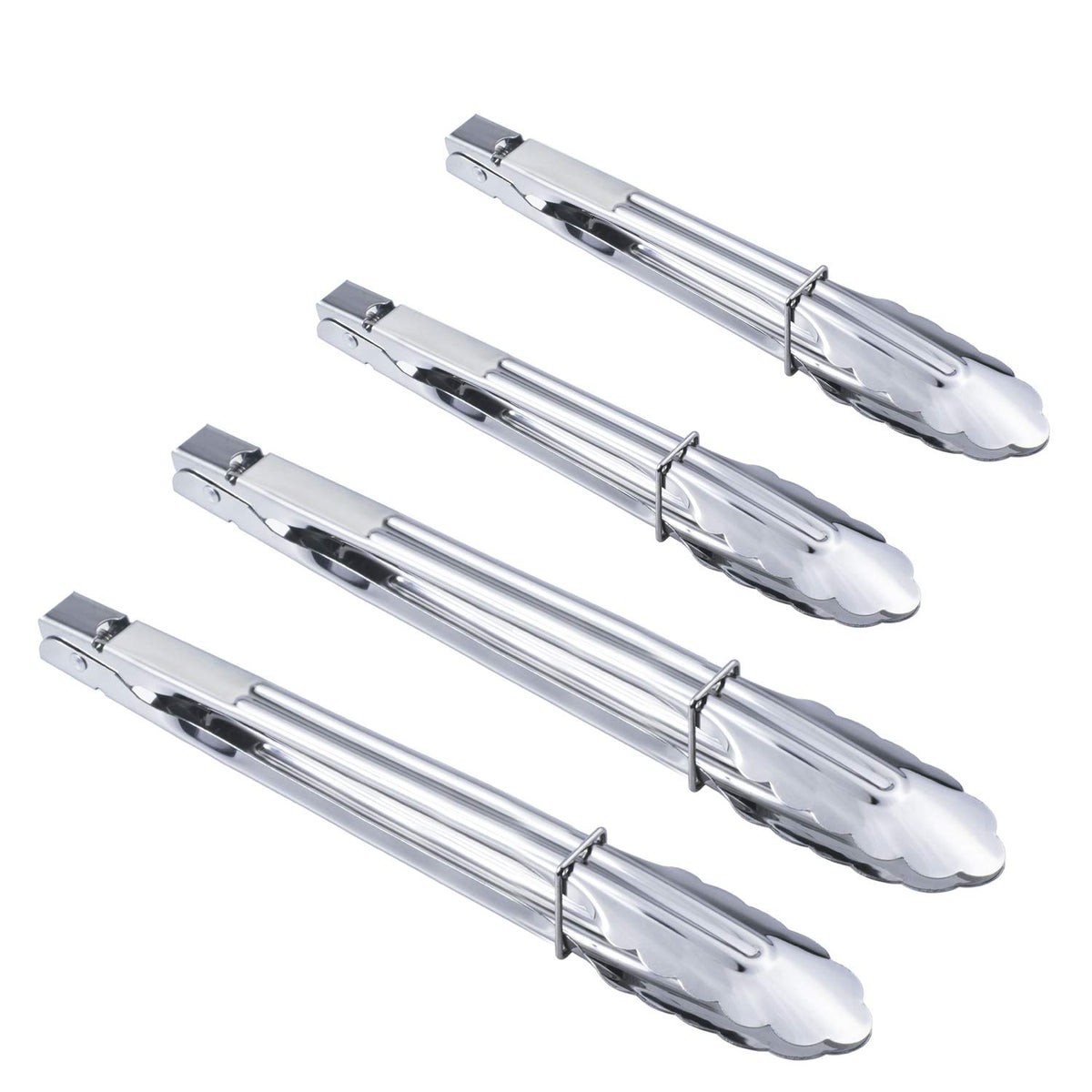 HINMAY 9-inch tongs provide secure grip for precise flipping on the stove.
