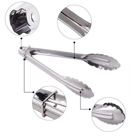 HINMAY tongs close-up highlights clam-shell head and secure grip for precise serving.