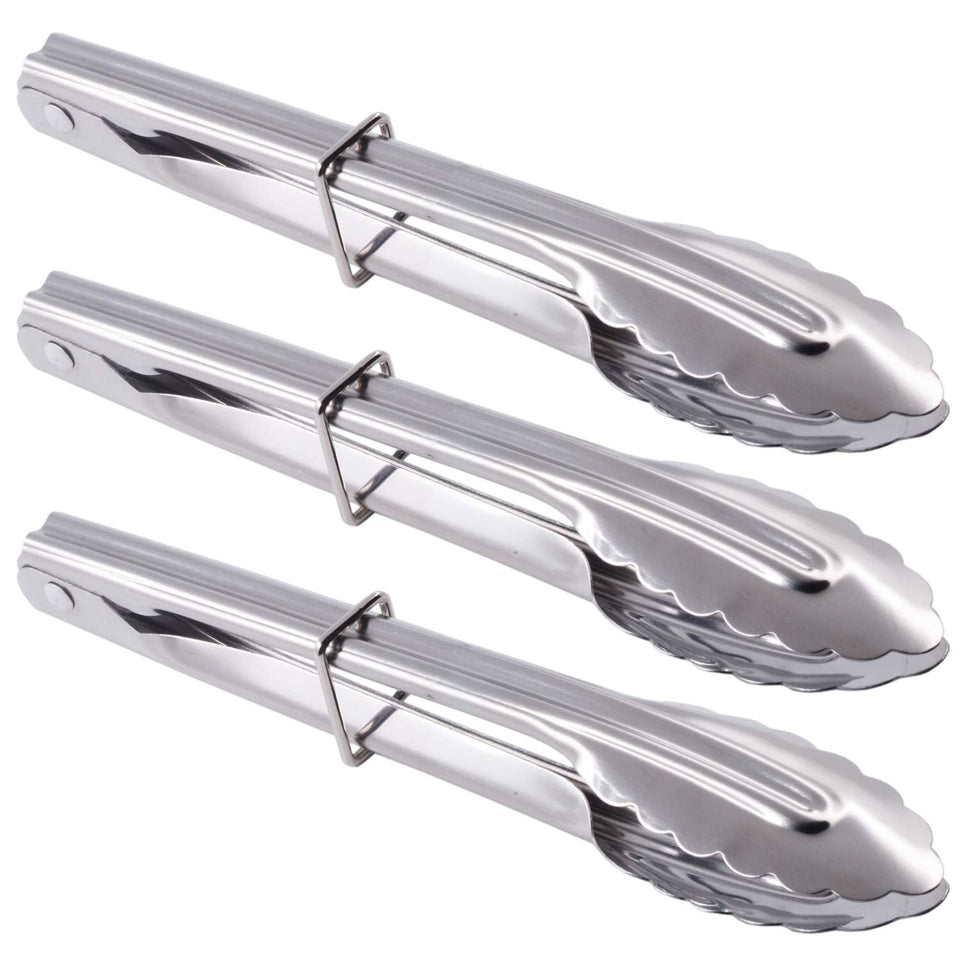HINMAY mini stainless steel serving tongs in studio shot for easy, versatile serving.