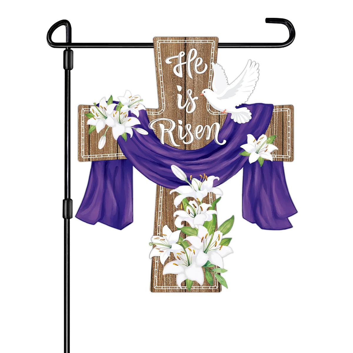 Hinsly cross Easter garden flag double sided for yard display