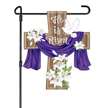 Hinsly cross Easter garden flag double sided for yard display