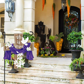 Hinsly lily and sheep Easter flag adds spring color to outdoor spaces