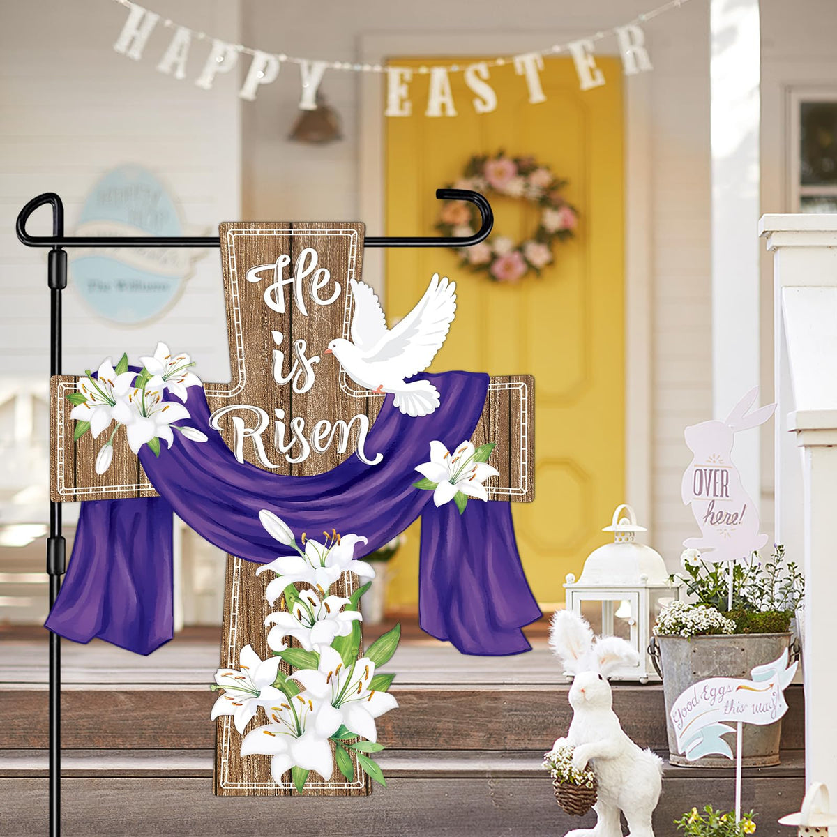Hinsly vibrant purple Easter flag for bright yard display