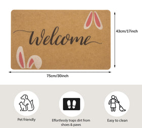 HinyBoeh Bunny-design front-door mat adds seasonal charm while trapping dirt