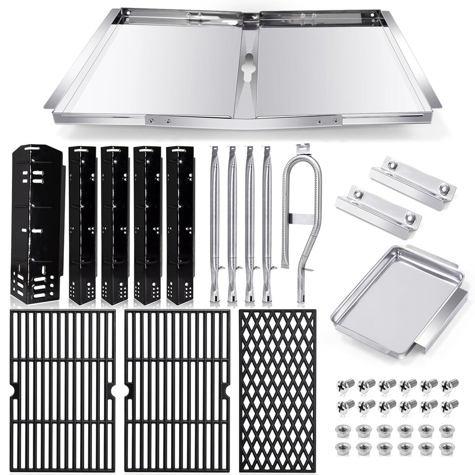 Hiorucet Dyna Glo grates ensure even grilling across multiple cook zones.