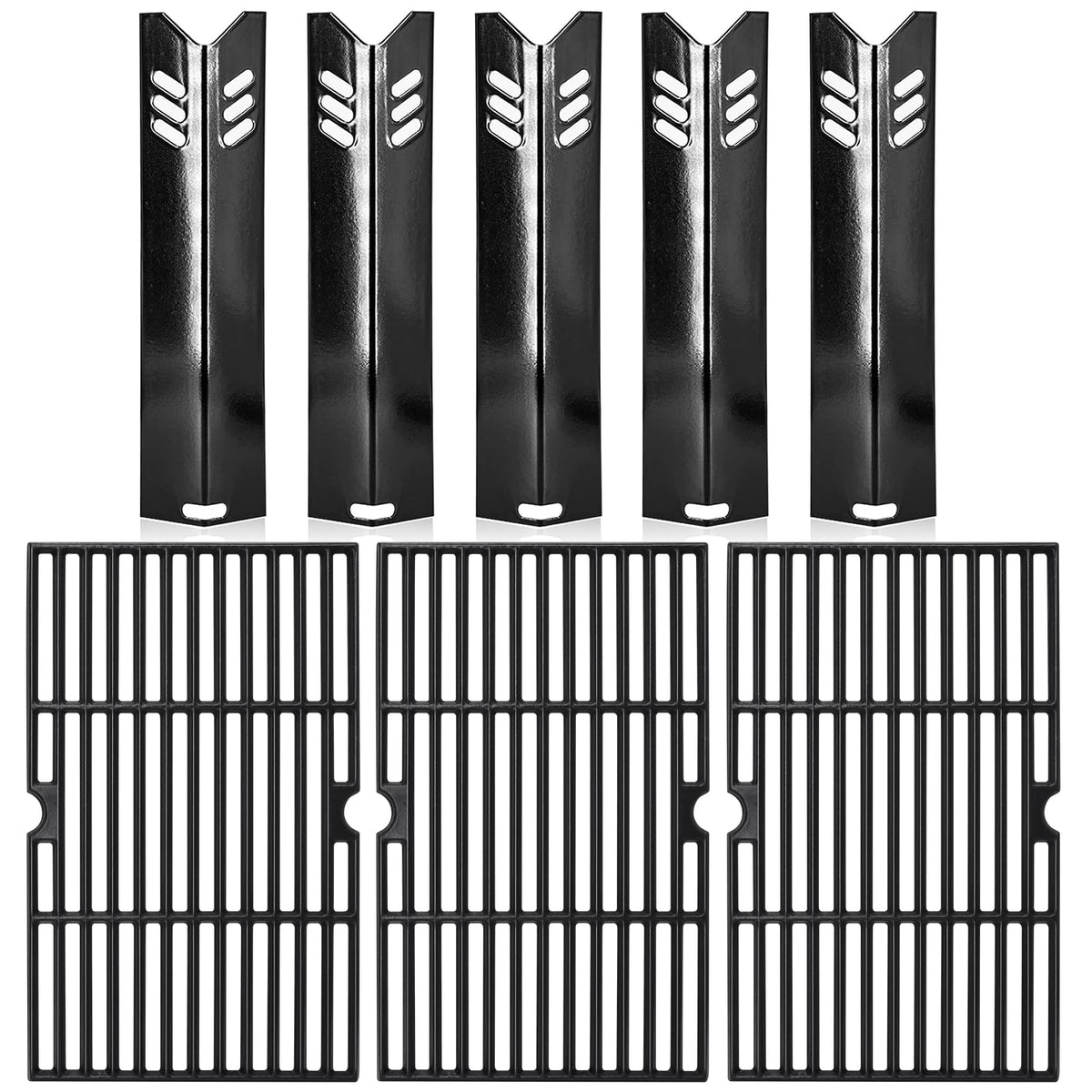 Hiorucet cast-iron grill grates for Dyna Glo provide even heat and easy cleaning.