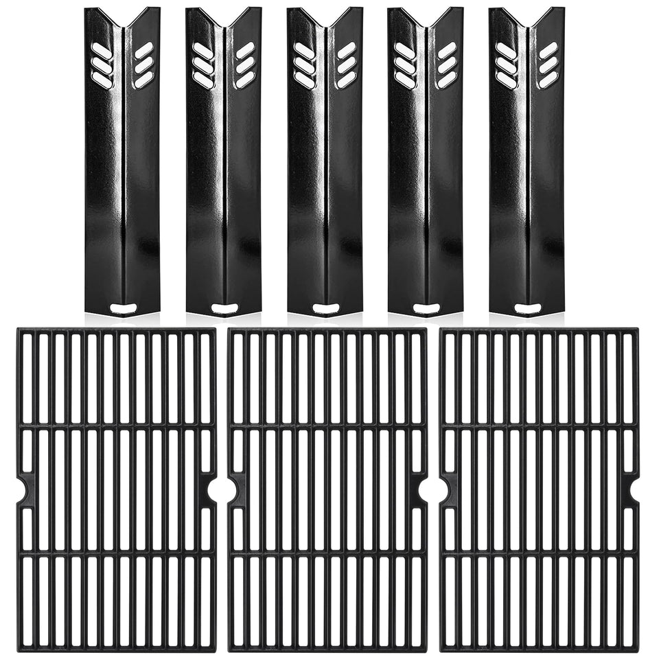 Hiorucet cast-iron grill grates for Dyna Glo provide even heat and easy cleaning.