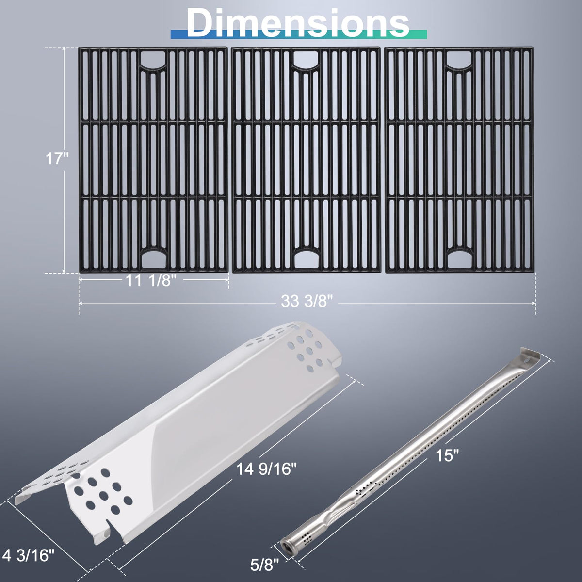 Hiorucet Nexgrill triple grill grates 17x33.38 inch set