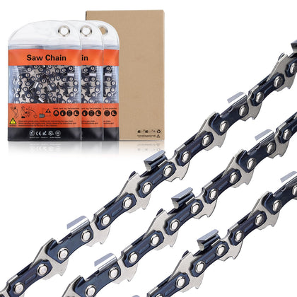 Hipa 10 inch chain close up showing 3/8 LP pitch and 0.043 gauge for smooth cuts