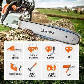 Hipa 2-pack 16-inch chain installed on Stihl MS210 for easy fitting.