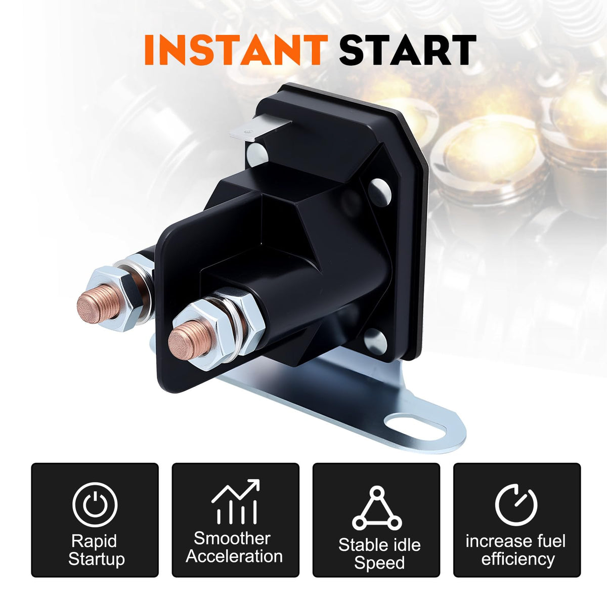Hipa 3-post starter solenoid with dual-mount bracket