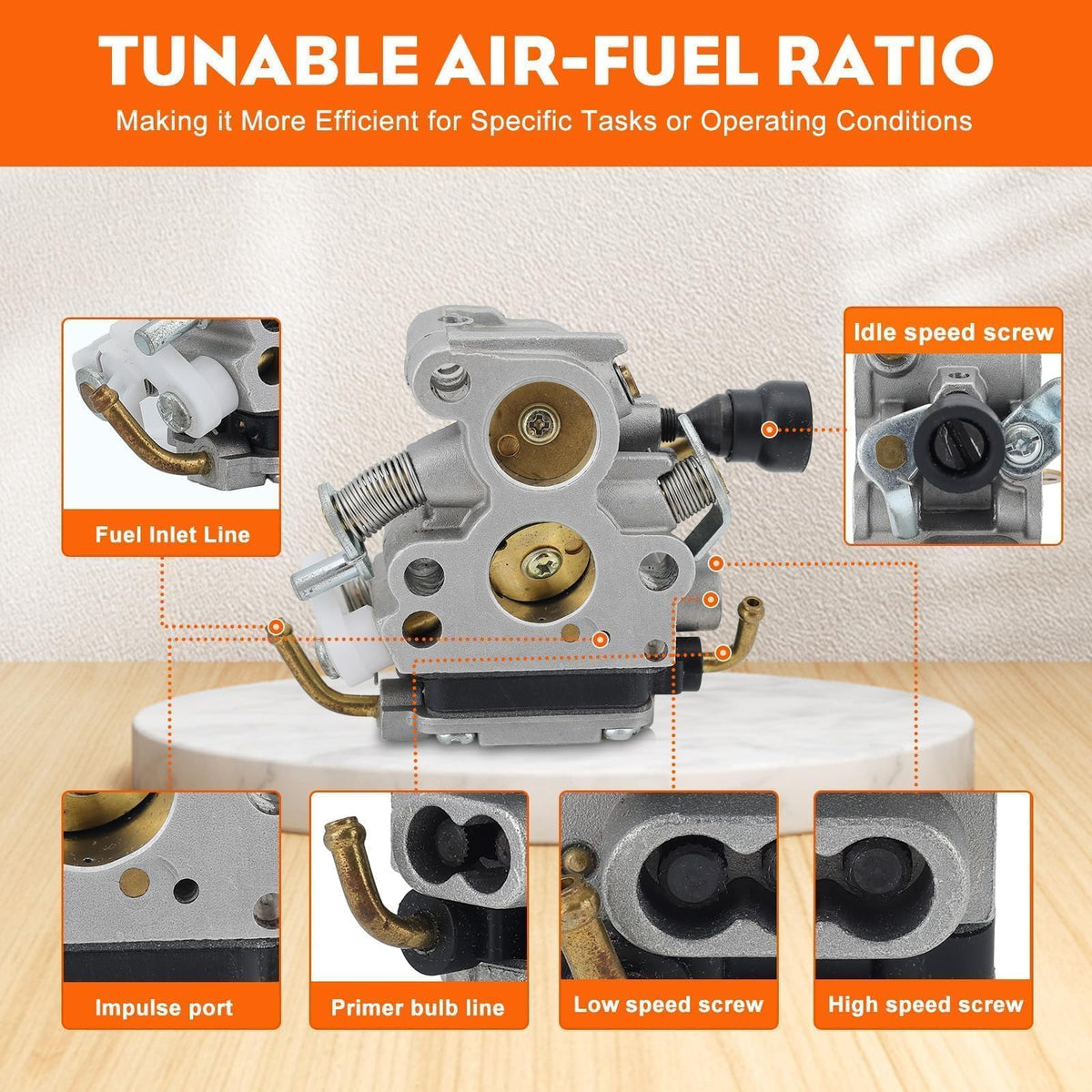 Hipa Zama EL41A replacement carburetor compatible with Husqvarna systems