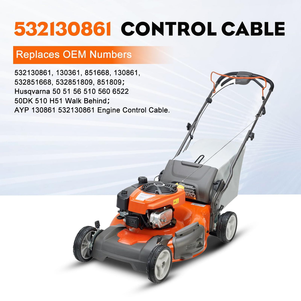 Hipa 532130861 engine zone-stop cable ready for Husqvarna Poulan Craftsman models