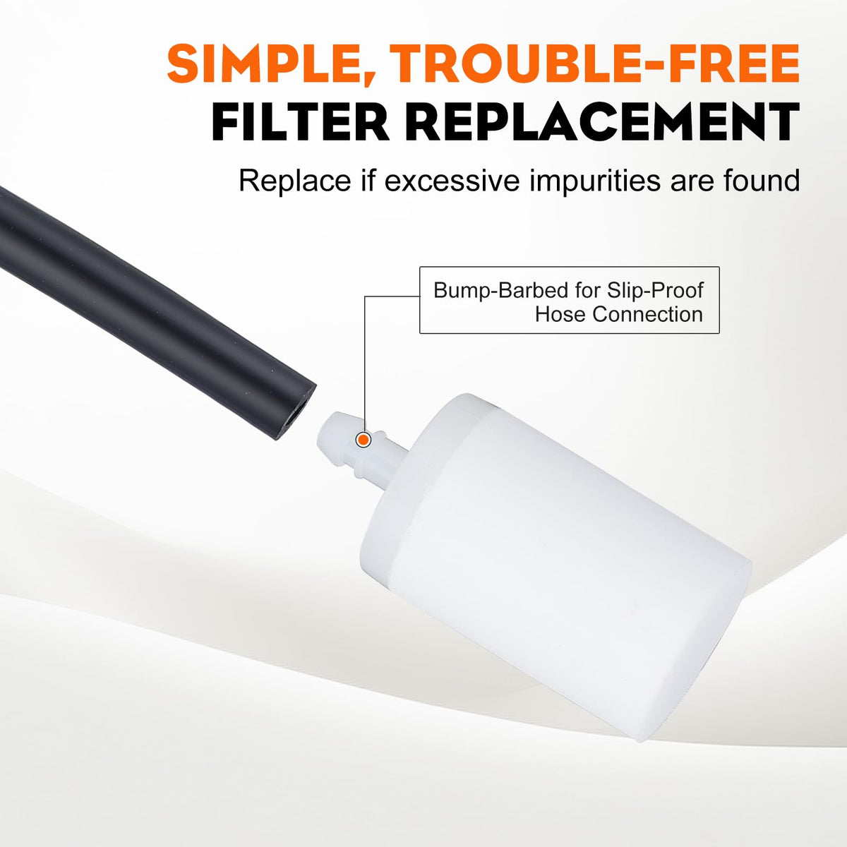 Hipa 591375401 in-tank fuel filter demonstrates 3/16 inch hose fit.