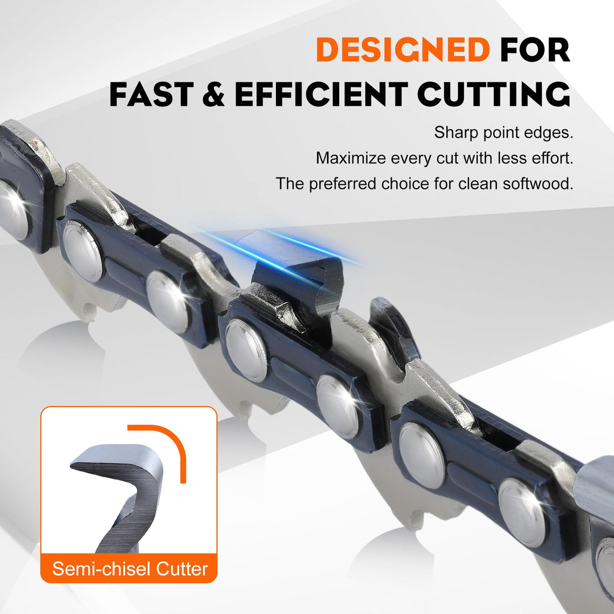 Hipa AdvanceCut semi-chisel close-up highlighting reduced vibration.