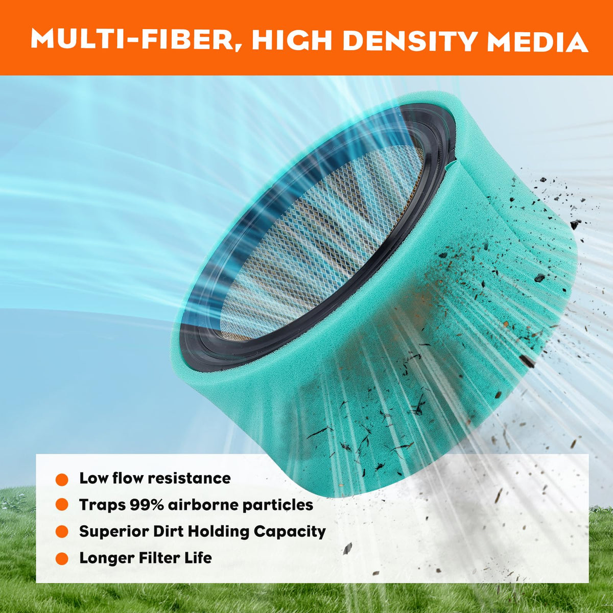 Hipa air filter with inside diameter 4-5/8 inches matches standard housings.