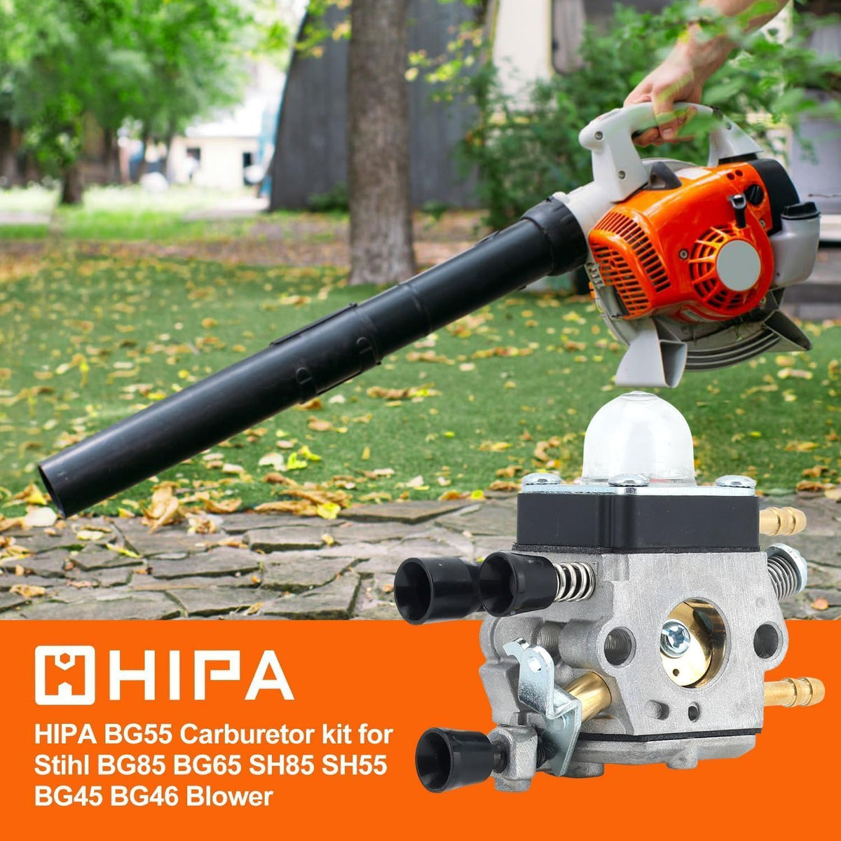 Hipa BG55 carburetor anodized body image underlines heat and corrosion resistance.
