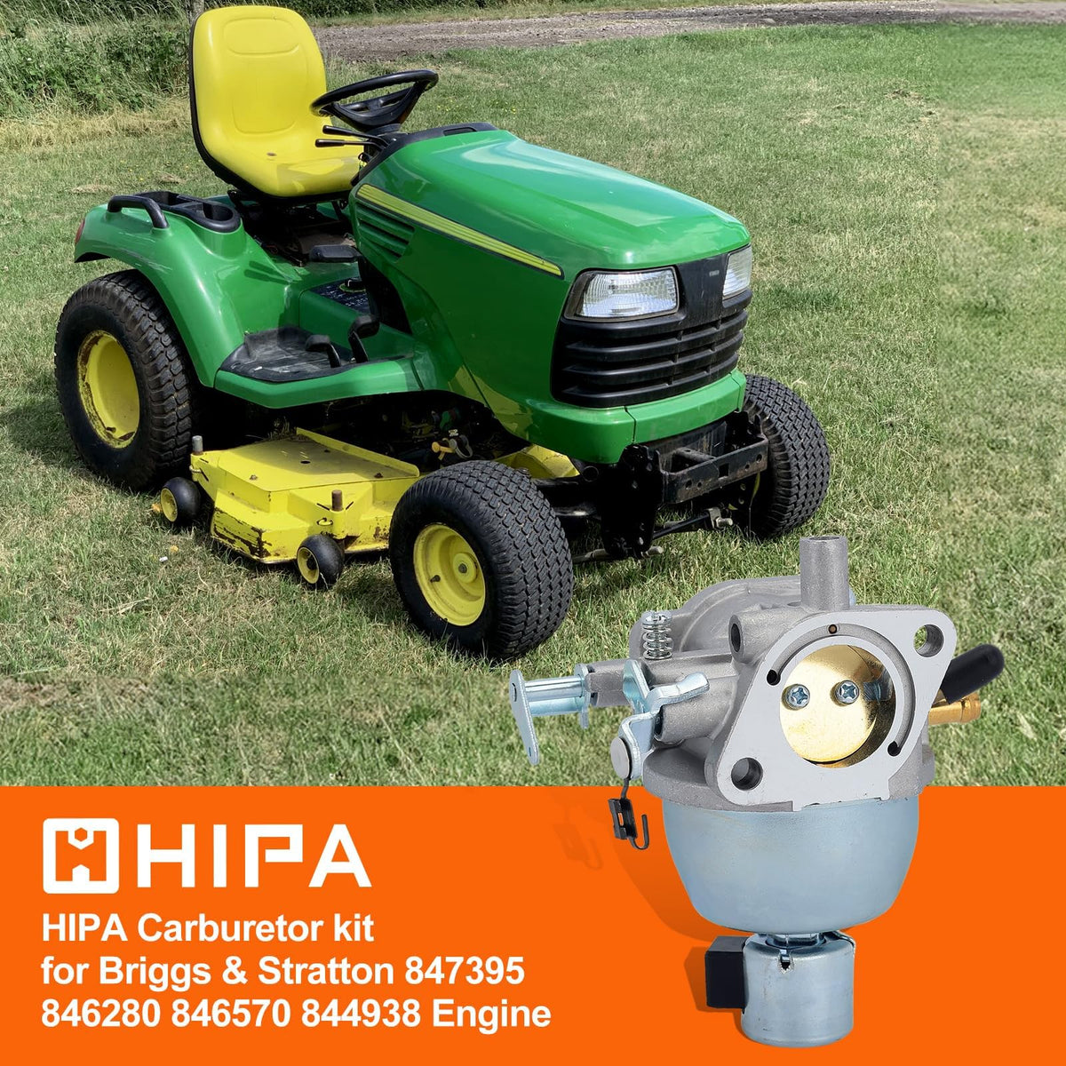 Hipa carburetor installed on a JD LT-166 for reliable operation.