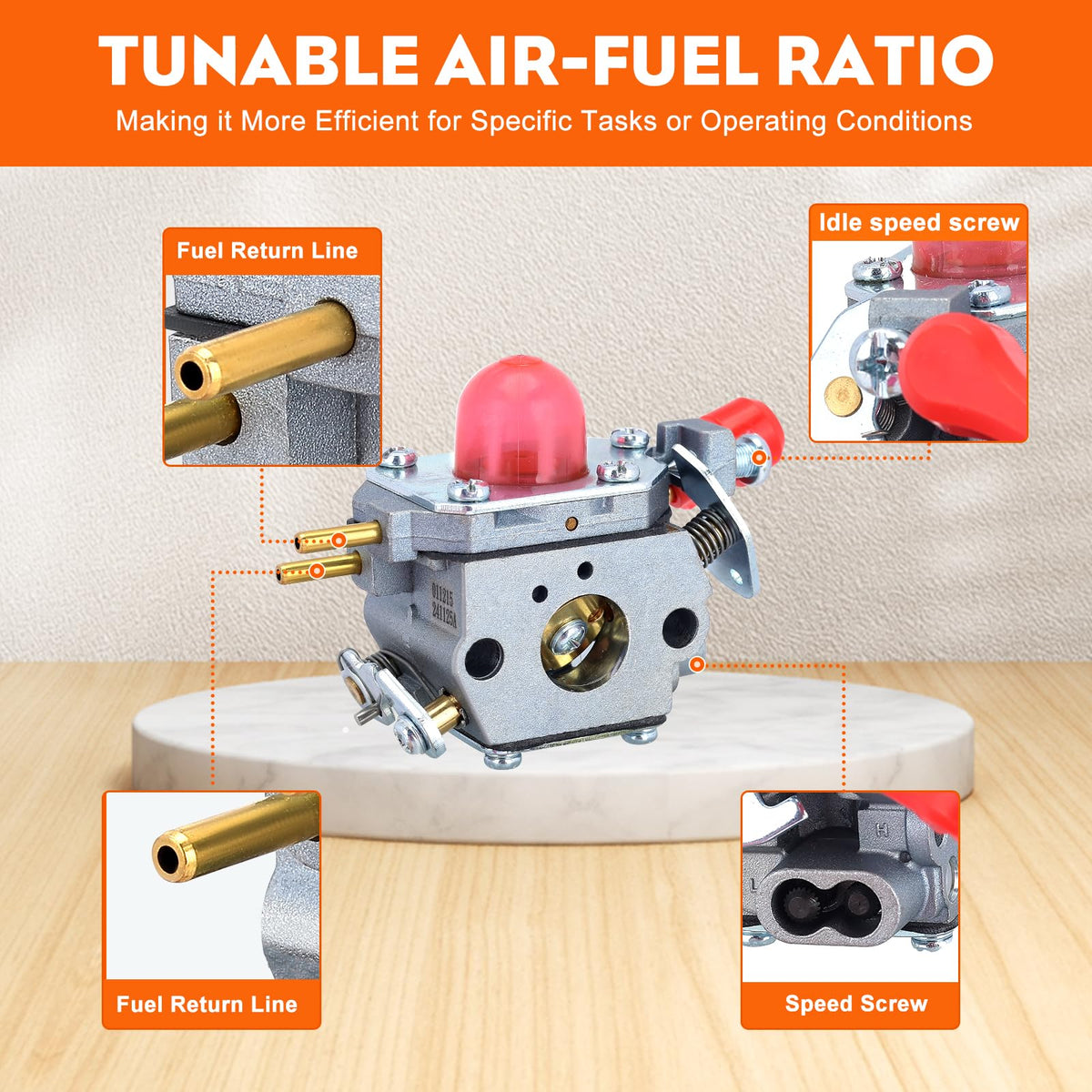 Hipa carburetor kit spark plug included for reliable ignition