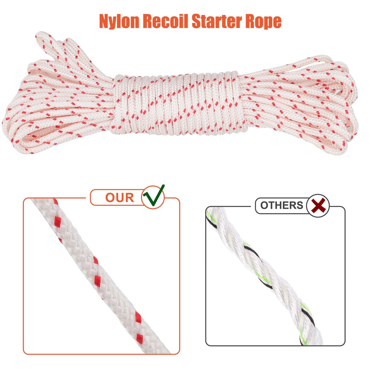 Hipa chainsaw recoil rope 10m for fast pull starts and easy maintenance
