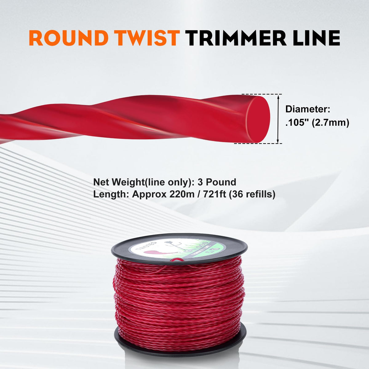 Hipa trimmer line ships with cutting tool for quick setup.