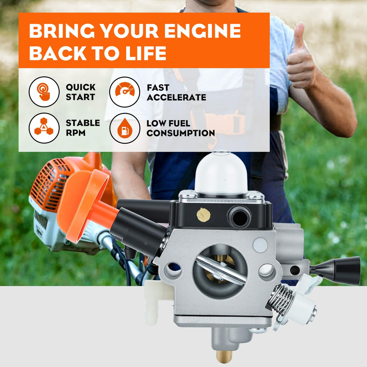 Hipa FS 91 R carburetor installed on STIHL FS91R engine for smooth operation