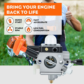 Hipa FS 91 R carburetor installed on STIHL FS91R engine for smooth operation