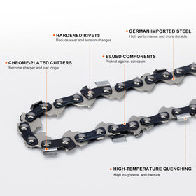 Hipa Greenworks 40V compatibility chain powers cordless cutting with durability.