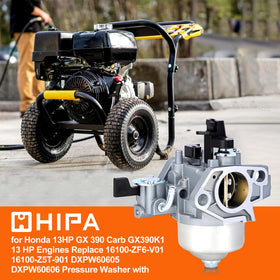 Hipa GX390 carburetor kit with air filter close-up, ready to install.