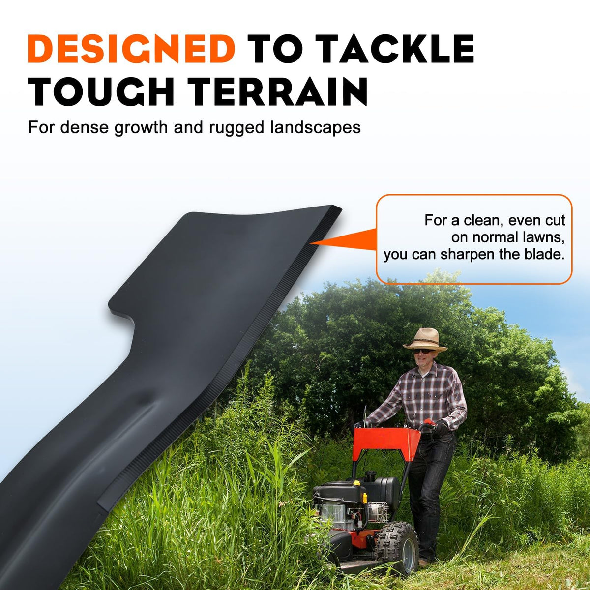 High-lift blade design on Hipa blade boosts upward airflow and clippings management