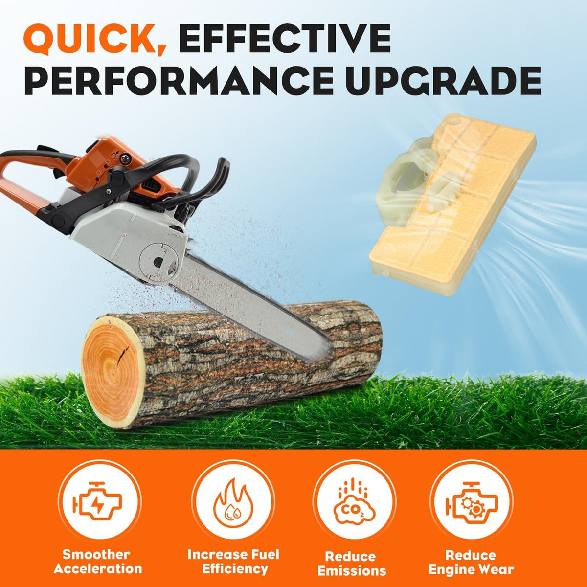 Hipa MS290 air filter delivers smoother airflow for performance.