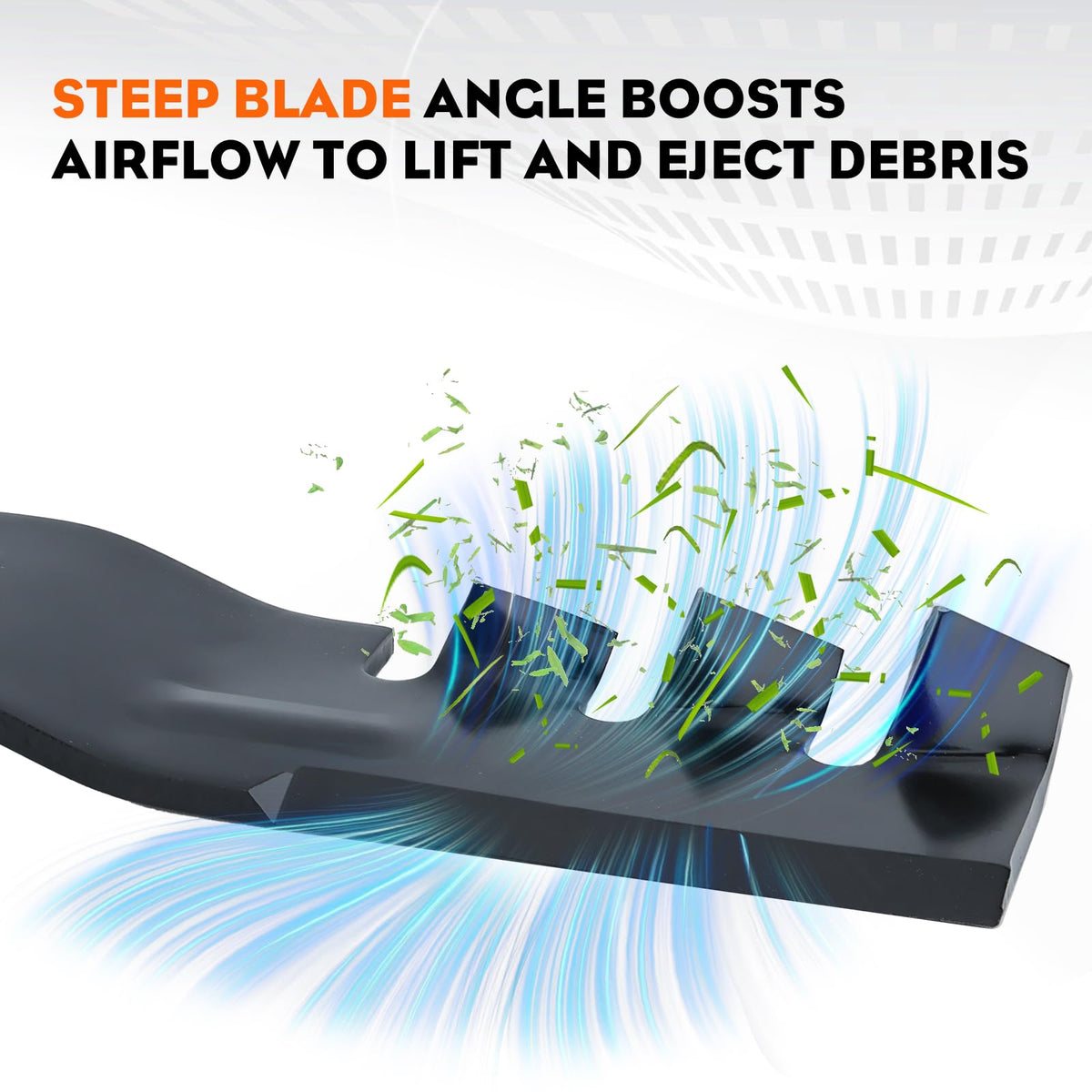 Hipa mulching blades recycling clippings into natural lawn feed during mowing.