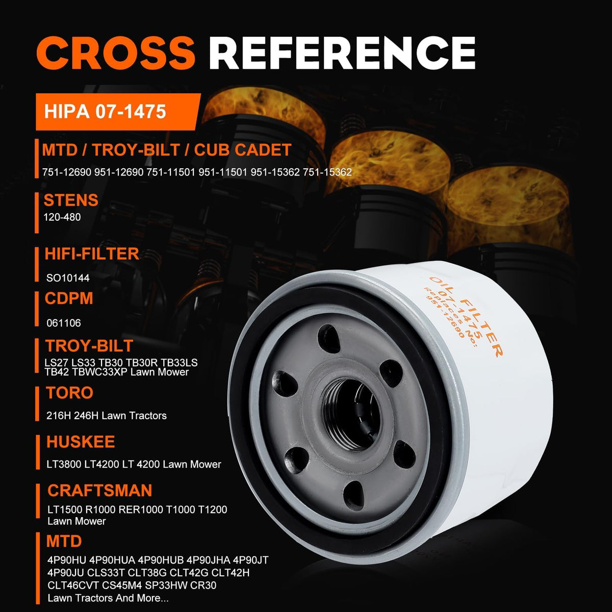 Hipa oil filter 751-12690 for Craftsman LT1500 ensuring reliable filtration