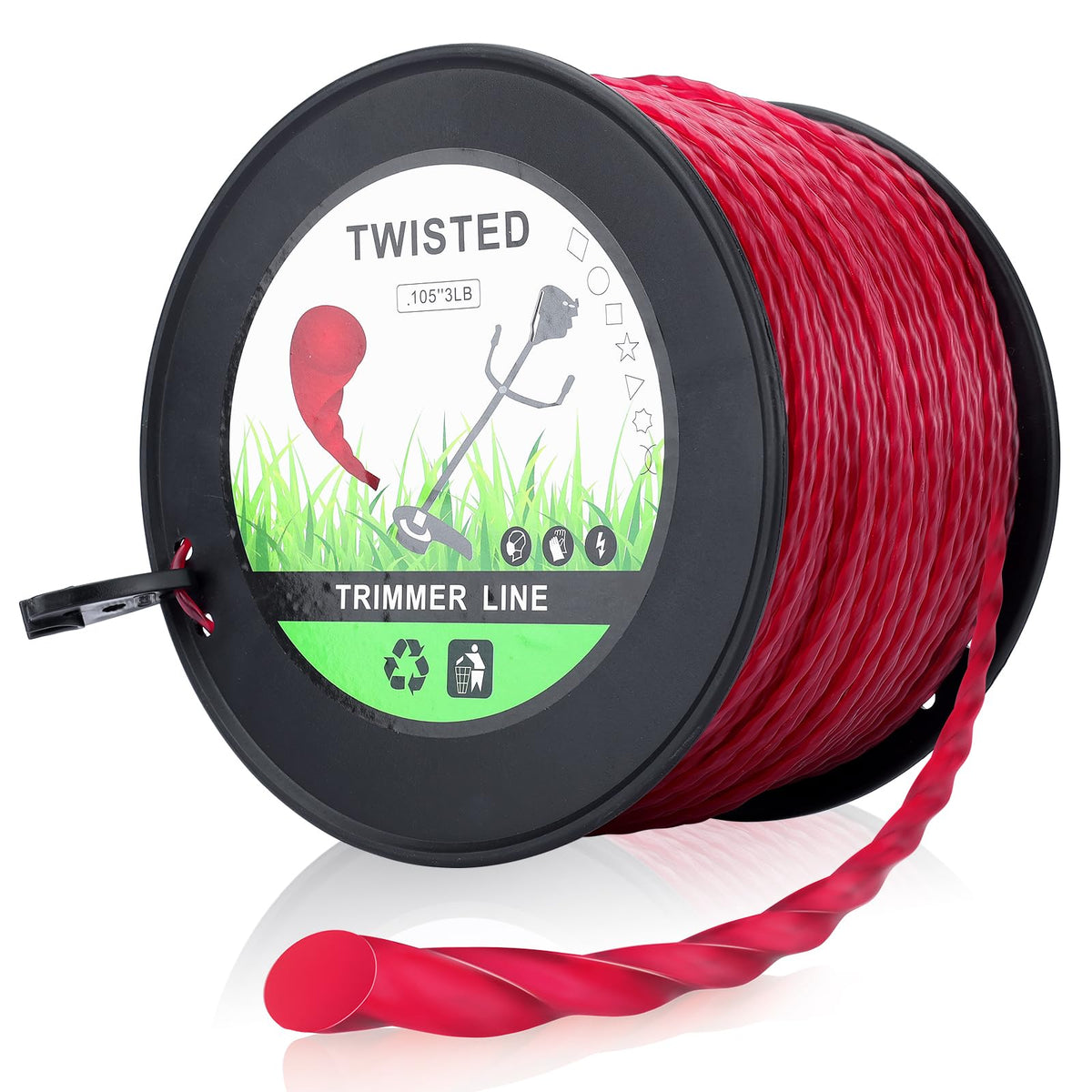 Hipa red 105-inch trimmer line ready for smooth garden edging and borders.