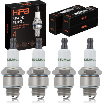 Hipa RJ19LM spark plug pack shot showing four-pack convenience for Briggs & Stratton engines